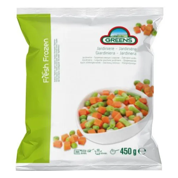 Frozen IQF jardiniere mix, GREENS, 450 g