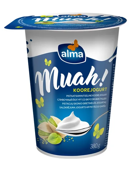 Saldkrējuma jogurts ALMA Muah!, ar pistāciju garšu, 380g