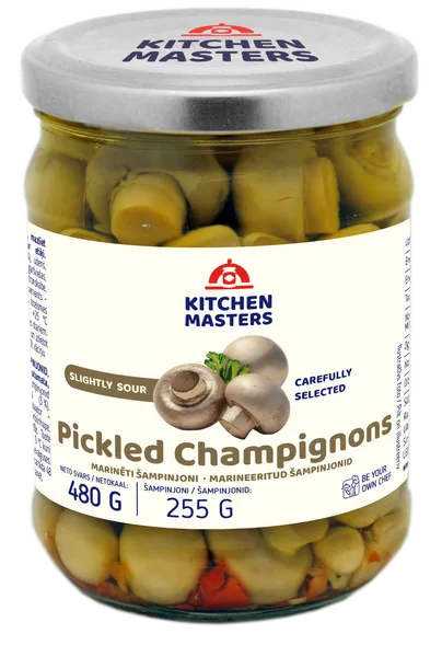 Šampinjoni marinēti KITCHEN MASTERS, 480g/255g