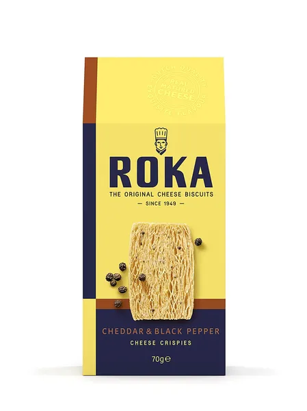 Siera cepumi ROKA Cheddar ar sieru un melnajiem pipariem, 70g