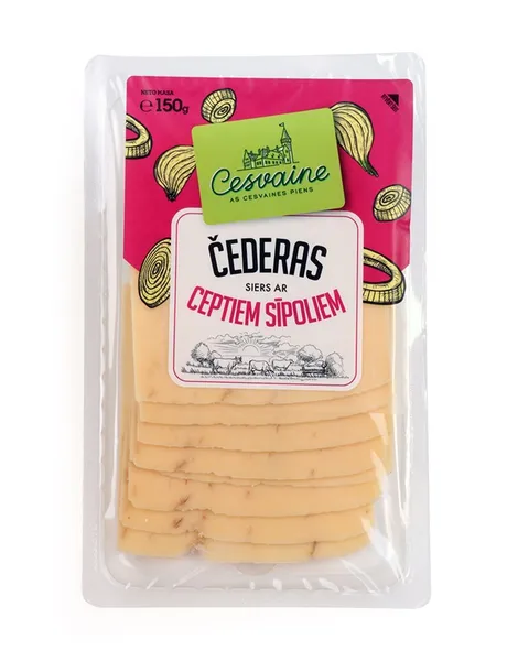 Siers Čedars CESVAINES, ar ceptiem sīpoliem, šķēlītes, 150g