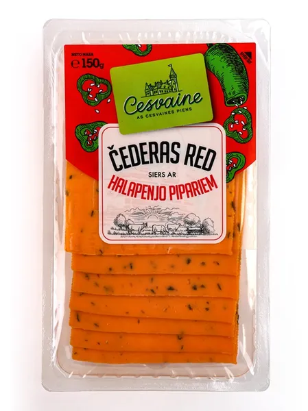 Siers Čedars CESVAINES Red, ar Halapenjo pipariem, šķēlītes, 150g