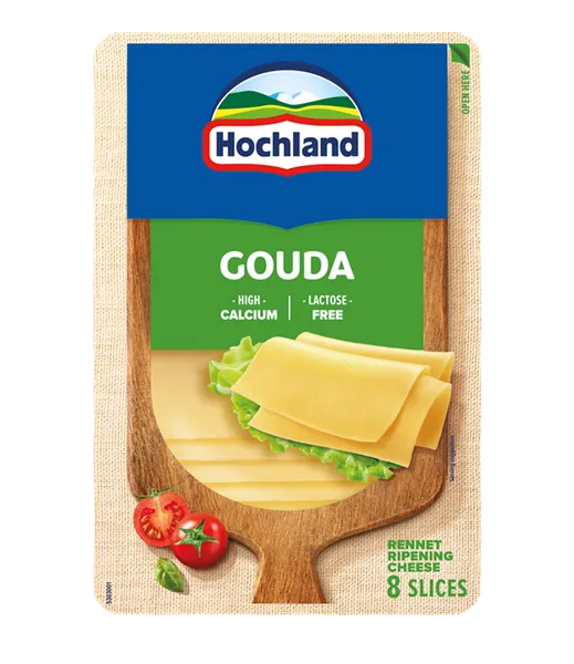Siers HOCHLAND Gouda, šķēles, 135 g