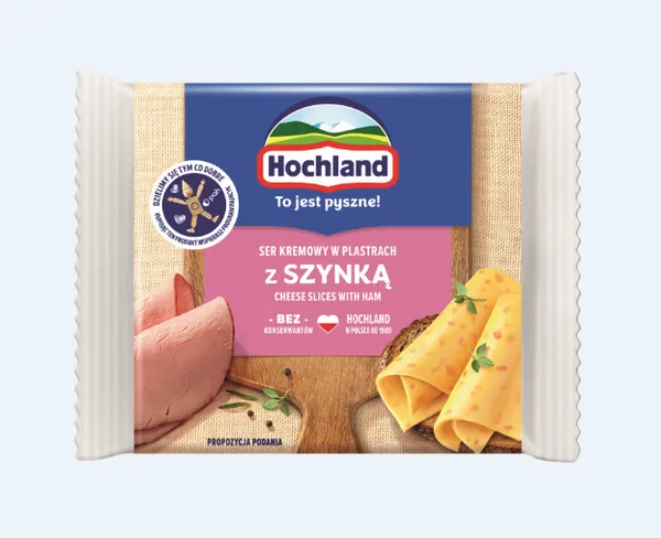 Siers šķēlēs kausētais ar šķiņķi 8gab/130g, Hochland