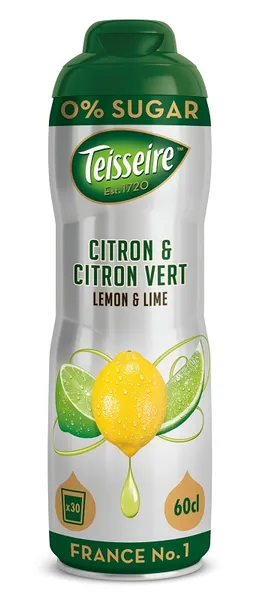 Sīrups dzērieniem TEISSEIRE Citrona Laima bez cukura, bundžā, 0.6l