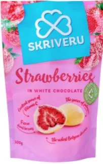 SKRĪVERU Zemenes baltā šokolādē 100g