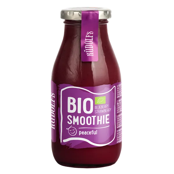 Smūtijs RŪDOLFS BIO melleņu, zemeņu ar Čia sēklām "Labsajūtai", 260ml (DEP)