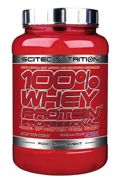 Sūkalu proteīna pulveris SCITEC, vaniļas un ogu garša, 920g