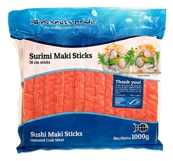 Surimi sticks, 18cm, Sushi, 1kg, frozen