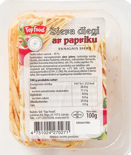 Svaigais siers TOP FOOD, "Siera diegi ar papriku", 100g