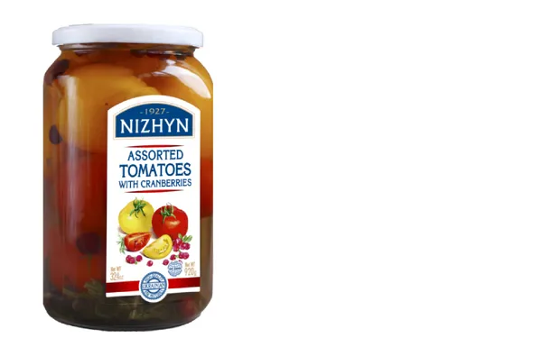 Tomatoes, pickled, yellow and red NIZHYN with cranberries, 920g/524g