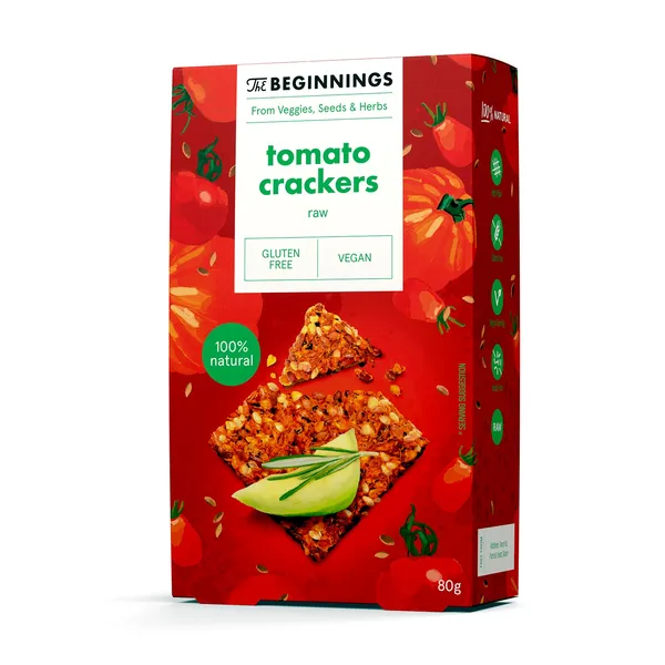 Tomātu krekeri The BEGINNINGS, 80 g