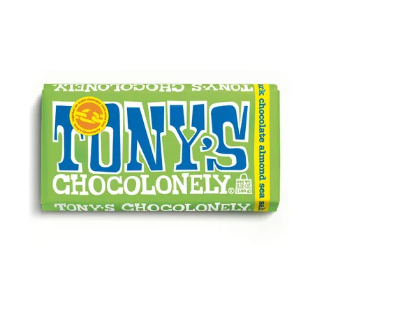 Tumšā šokolāde TONY'S, 51% kakao, ar mandelēm un jūras sāli, 180g