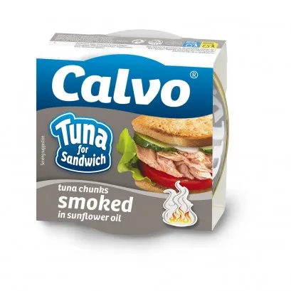 Tunča gabaliņi CALVO, kūpināti, sviestmaizēm, 142g