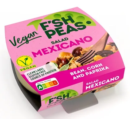 Vegānie zirņu proteīna salāti Meksikāņu gaumē 175g, F`SH PEAS