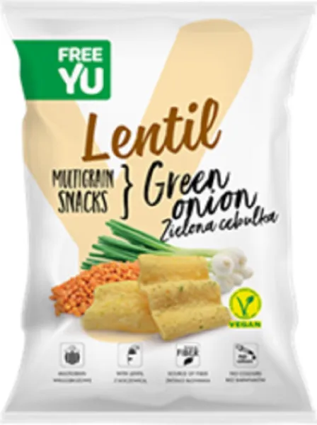 Vegāniskie lēcu čipsi FREE YU, ar sīpolu garšu, 70g