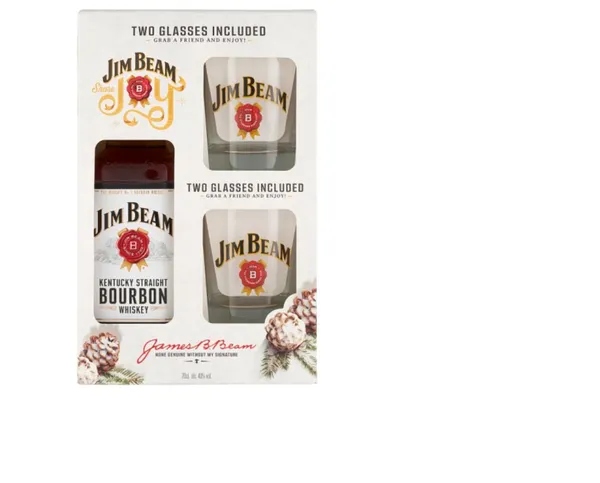 Viskijs JIM BEAM White, 40%,+2 glāzes, 0.7l