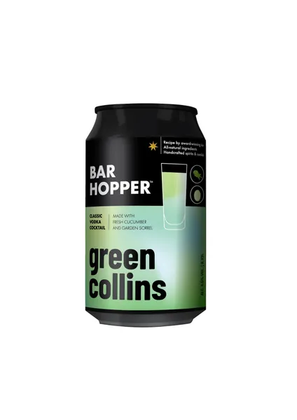 Vodkas kokteilis TĀLAVAS Bar Hopper Green Collins, ar gurķiem un skābenēm, 4,5%, bundžā, 0.33l (DEP)