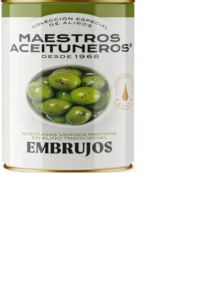Zaļās olīvas ar kauliņiem MAESTROS ACEITUNEROS Campo Real, ar eļļu un garšvielām, 800g/500g