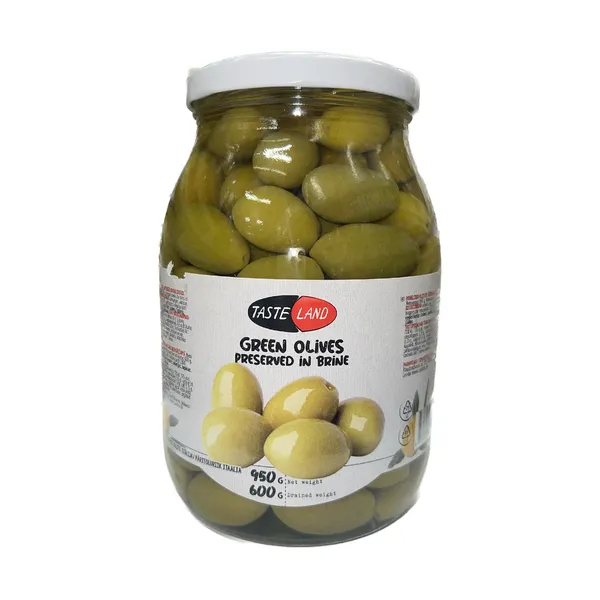 Giant green olives, TASTE LAND, in brine,  0,95kg/0,6kg