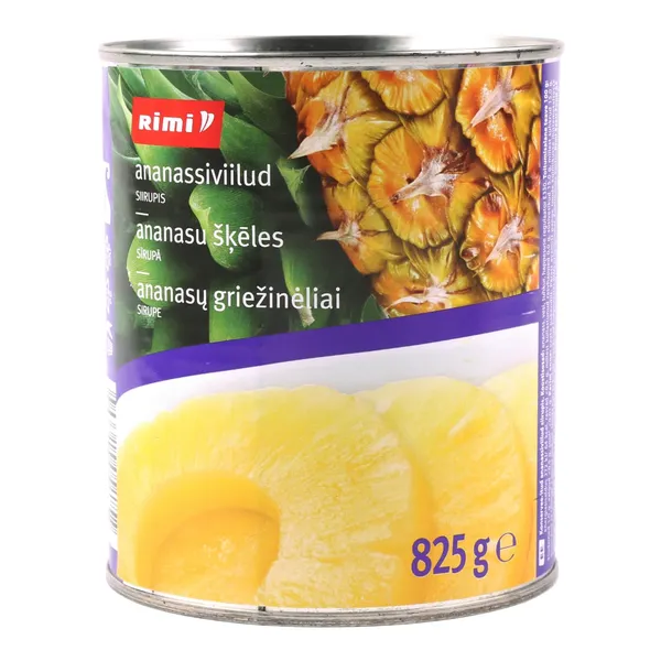 Ananasu šķēles sīrupā Rimi 825g/490g