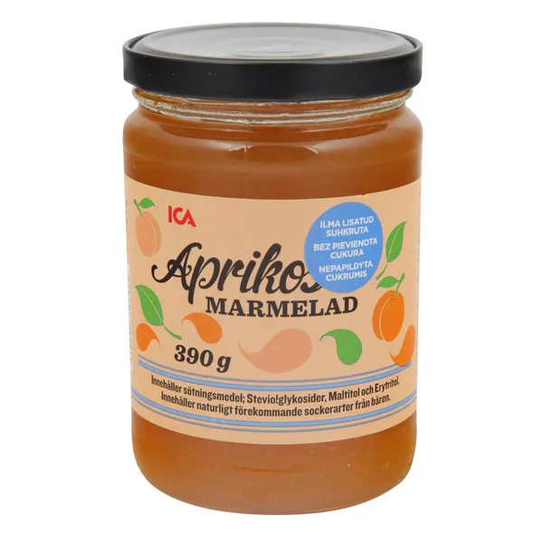 Aprikožu marmelāde ICA bez piev. cukura 390g