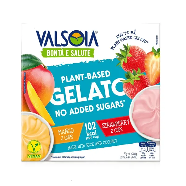 Augu bāzes saldējums mango, zemeņu 516ml/280