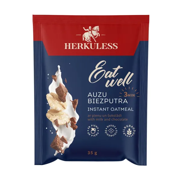Auzu biezputra Herkuless ar pienu un šok. 35g