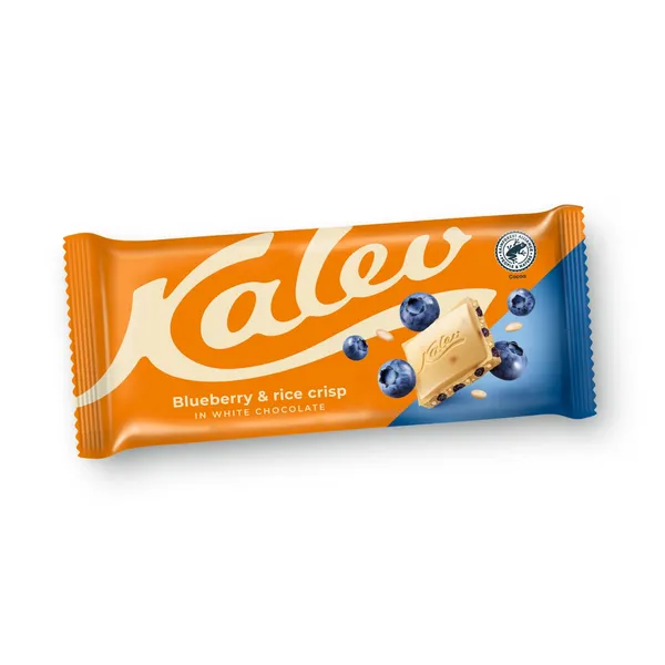 Baltā šokolāde Kalev ar melleņu gabaliņ. 95g