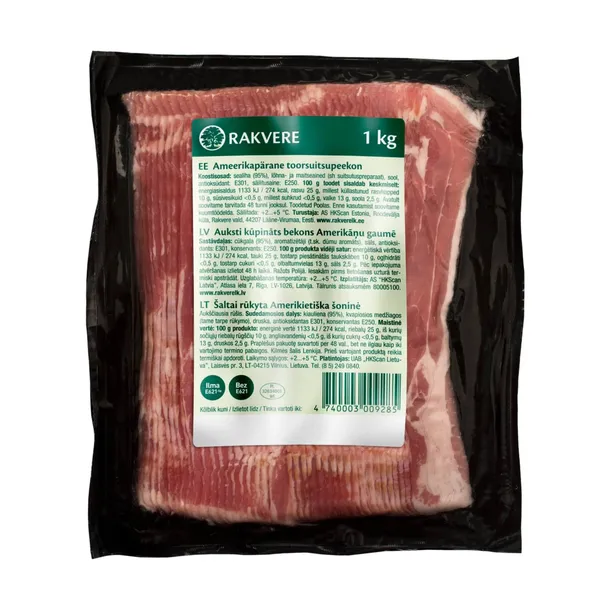 Bekons amerikāņu gaumē Rakvere a/k 1kg