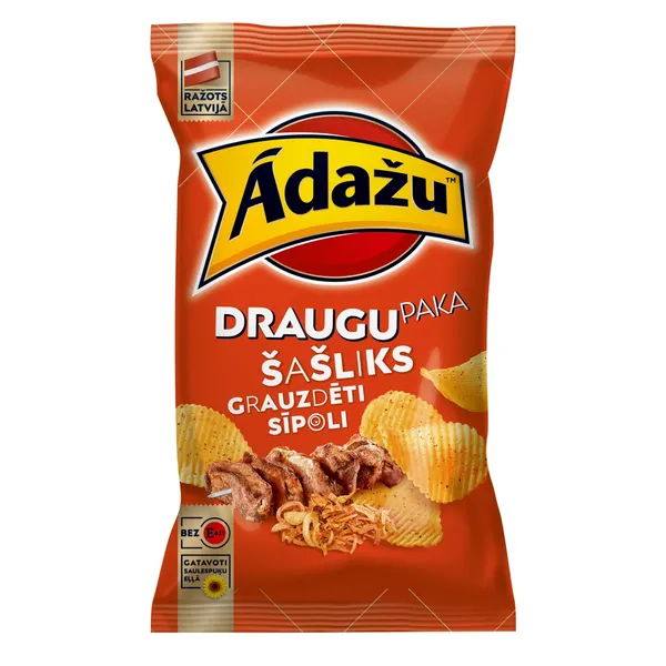 Čipsi Ādažu šašliks un grauzdēti sīpoli 180g