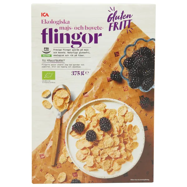 Ekol.kukurūzas,griķu pārslas ICA bez lip.375g