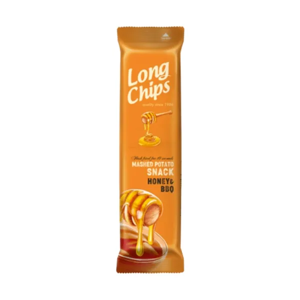Kartupeļu biezeņa uzkoda Long Chips ar medus un bārbekjū garšu 75g