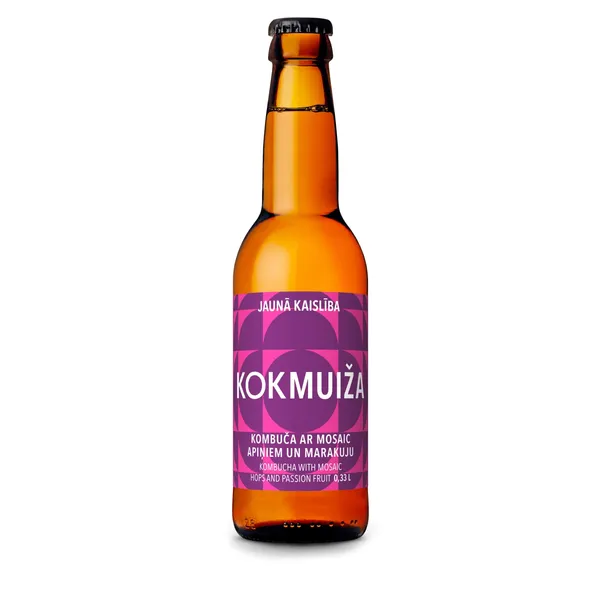 Kombuča Kokmuiža Jaunā kaislība ar Mosaic apiņiem un marakuju 0,33l