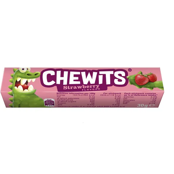 Košļ. konfektes Chewits ar zemeņu garšu 30g