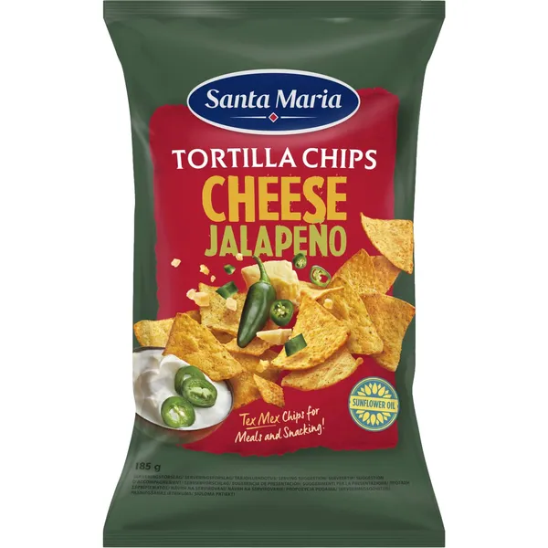 Kukurūzas čipsi Santa Maria ar halapenjo 185g