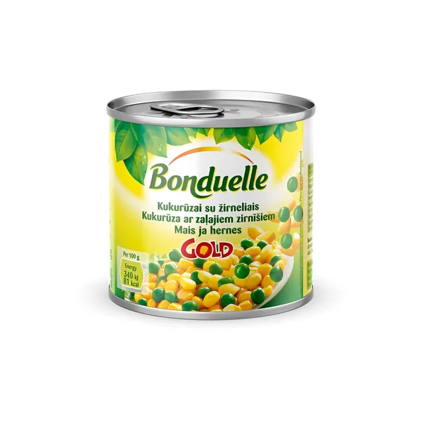 Kukurūzas un zirņu mais. Bonduelle 425ml/285g
