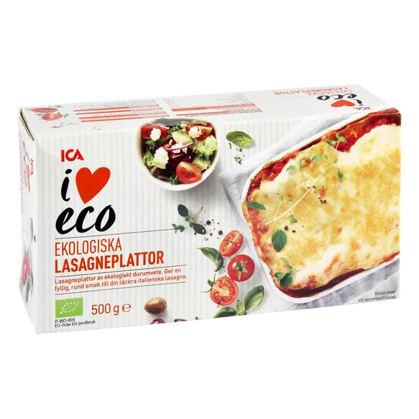 Lazanjas plāksnes I Love Eco 500g
