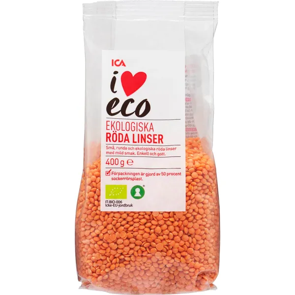 Lēcas I Love Eco sarkanās 400g
