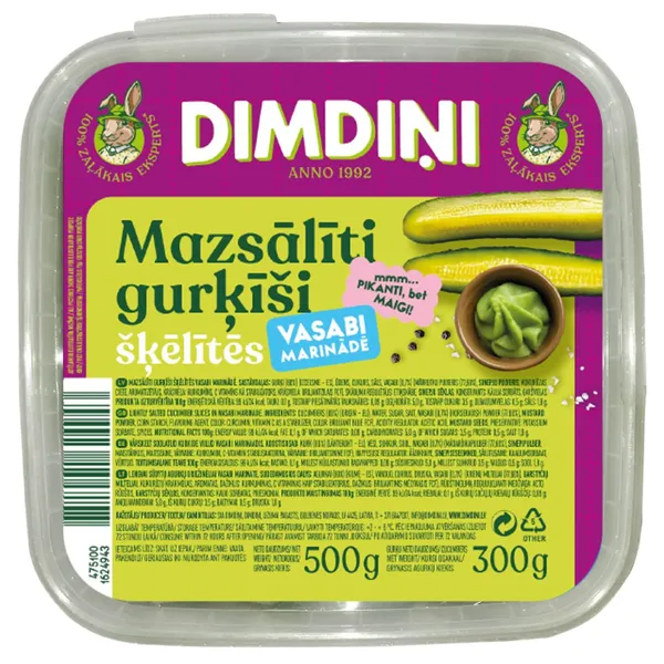 Mazsāl. gurķīši Dimdiņi vasabi marinādē 500g