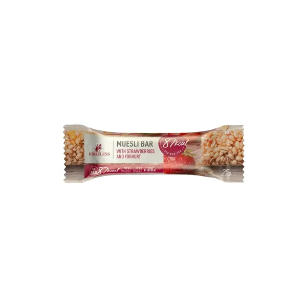 Musli batoniņš Herkuless ar zemenēm 25g