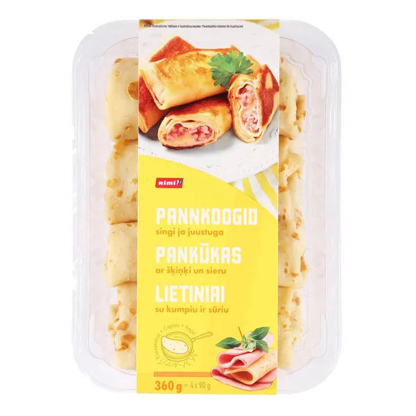 Pankūkas Rimi ar sieru un šķiņķi 4x90g, 360g