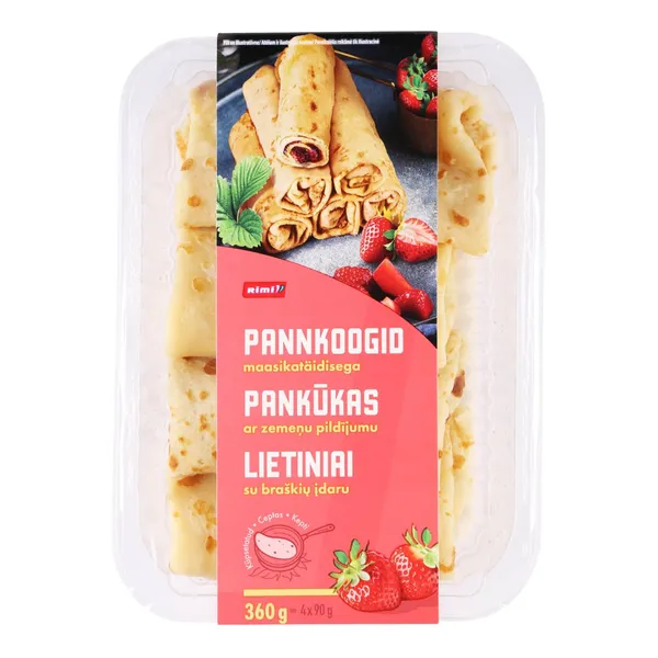 Pankūkas Rimi ar zemeņu pildījumu 4x90g, 360g