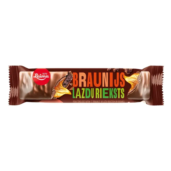 Piena šok. batoniņš ar lazdu rieks.,kar. 50g