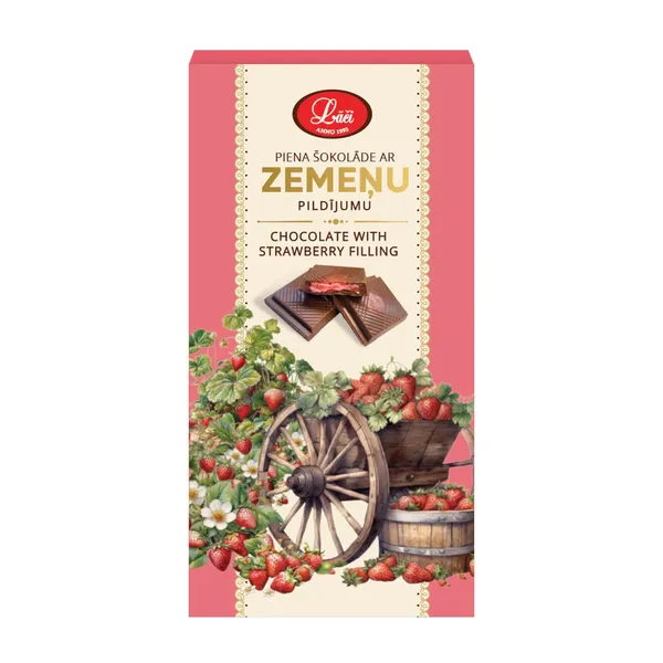 Piena šokolāde Lāči ar zemenēm 100g