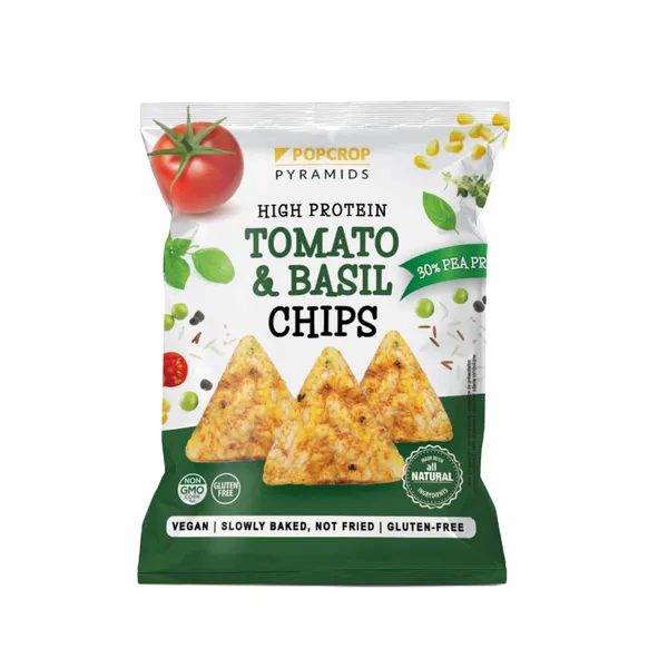 Proteīna čipsi Popcrop tomātu un bazilika 60g