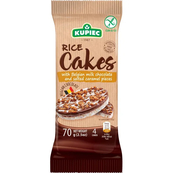 Rīsu galetes Kupiec ar šok., sāļo kar. 70g