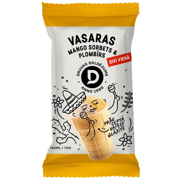 Sald. Druva plombīra, mango sorbets 120ml/75g