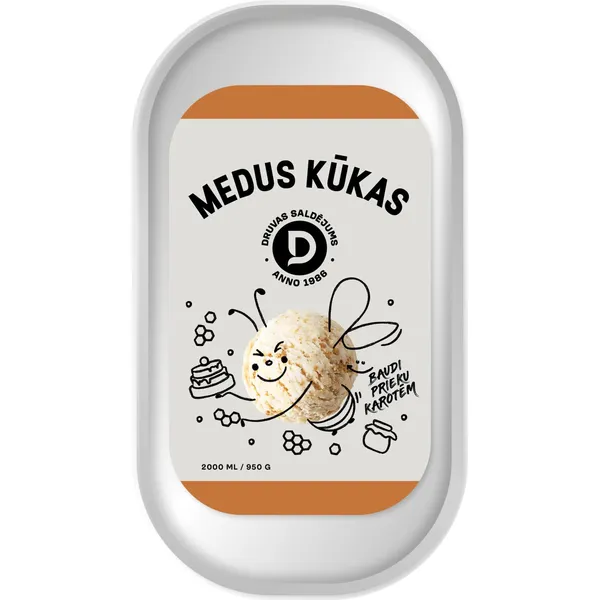 Saldējums Druva medus kūka 2l/950g