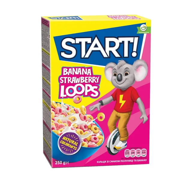 Sausās brok. Start! banānu, zemeņu gredz.250g